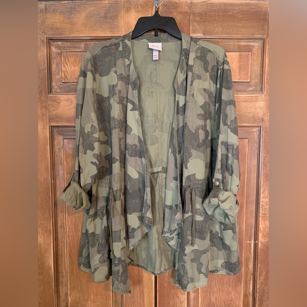 KNOX ROSE Camo Open Front Cover-up || Size XXL